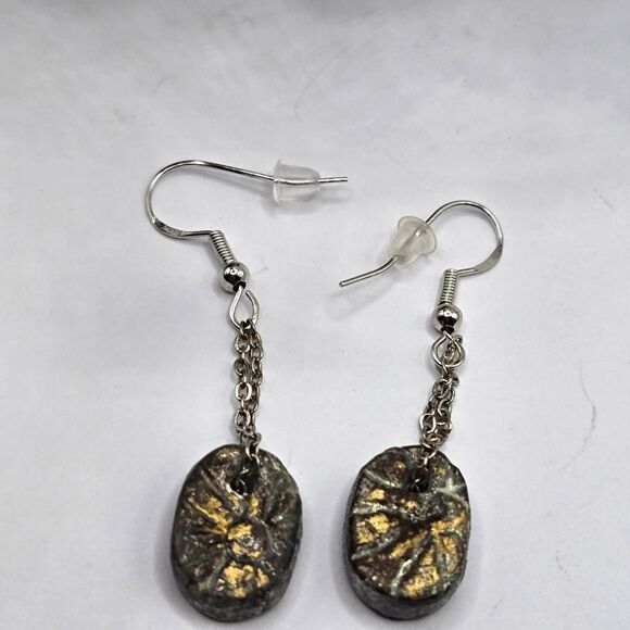 "5/$25" Artisan Crafted Clay Mixed Metal Dangle Earrings, 925 Ear Wires - Picture 3 of 9